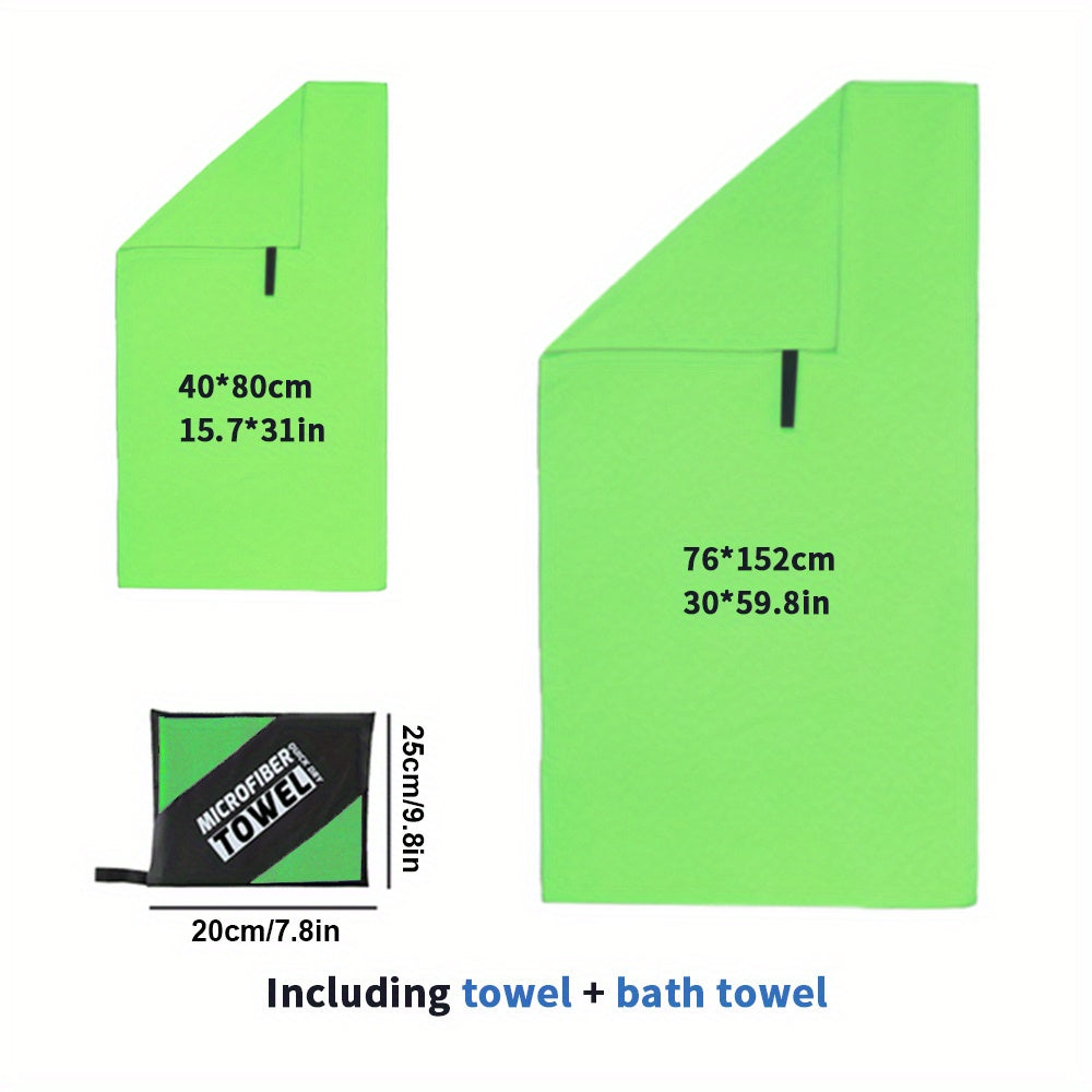 2pcs Fast Drying Microfiber Towel for Camping, Gym & Travel