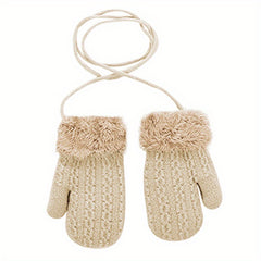 Kids Warm Knitted Gloves Double Layer Padded Thick Winter Outdoor Gloves