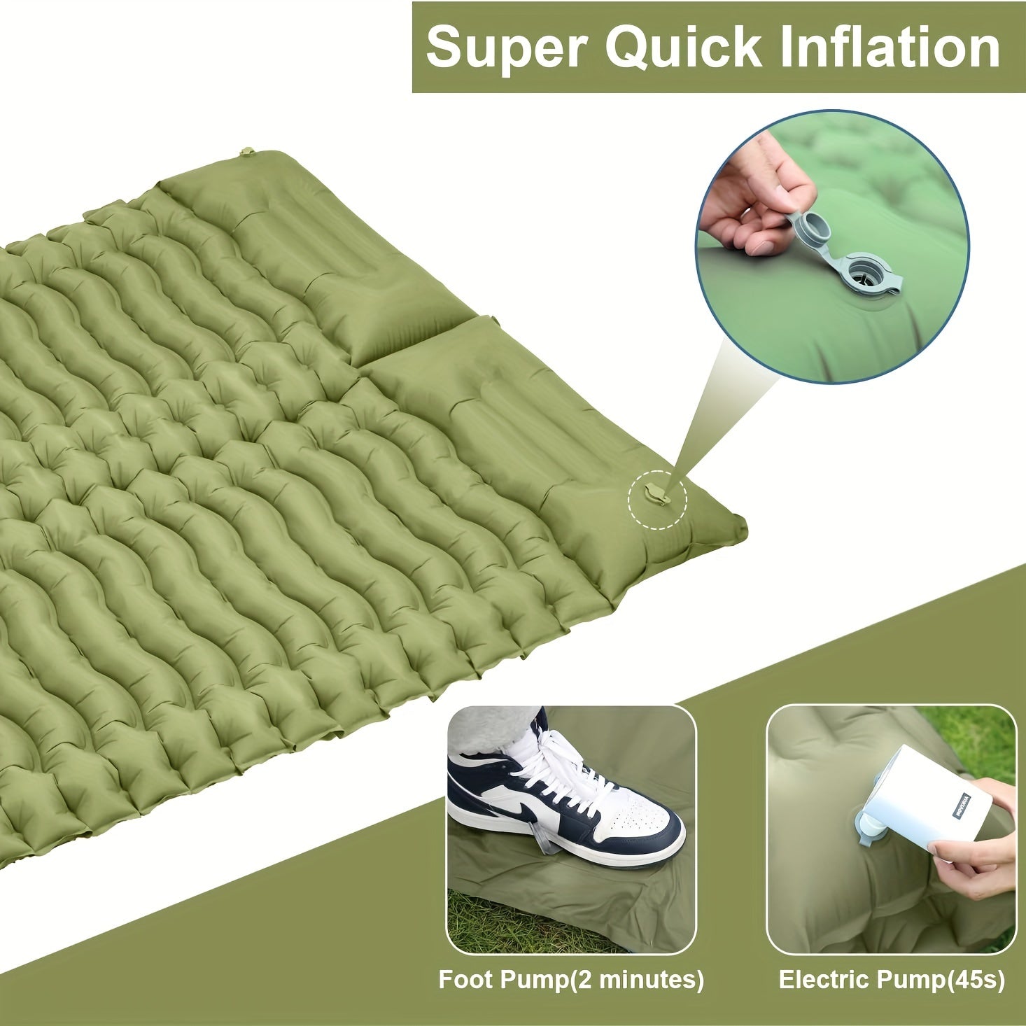 Outdoor Double Sleeping Pad - Comfortable Portable Inflatable Air Mat