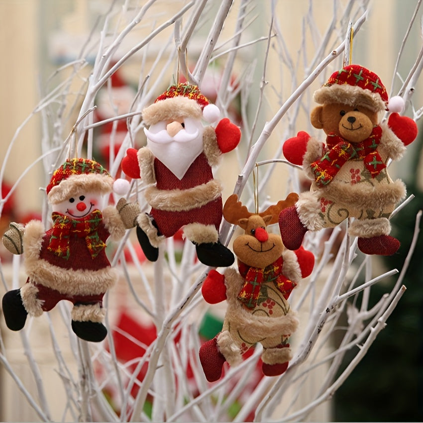 Christmas Ornaments Dancing Dolls Snowman Deer Bear Fabric Dolls
