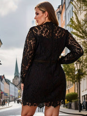  Lace Long Sleeve Mini Dress