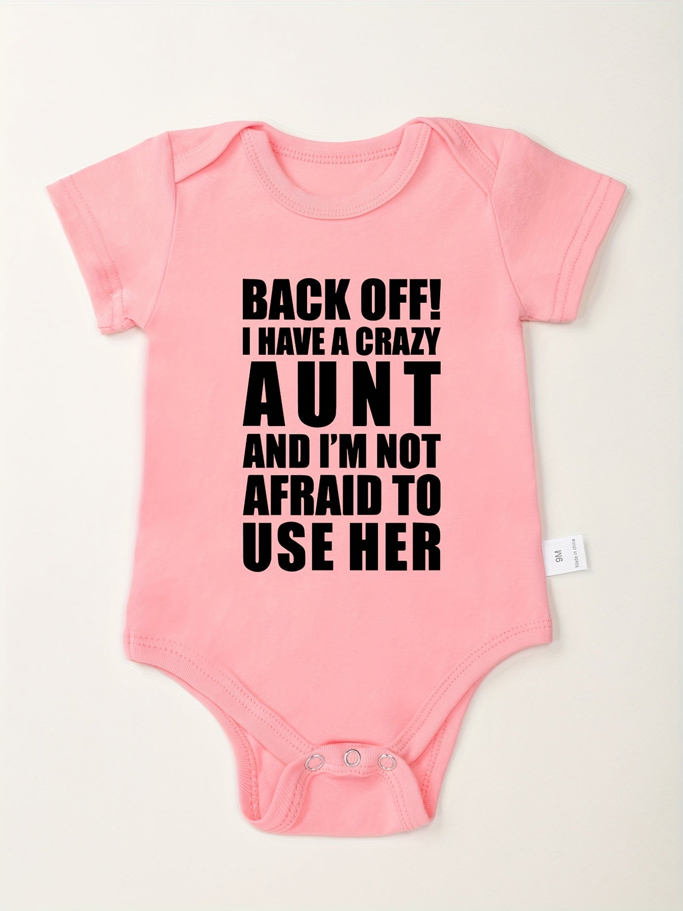Baby Boys BACK OFF Print Romper Short Sleeve Bodysuit