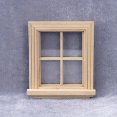 1:12 Scale Unfinished Wooden Dollhouse Window Frame - DIY Furniture Accessory