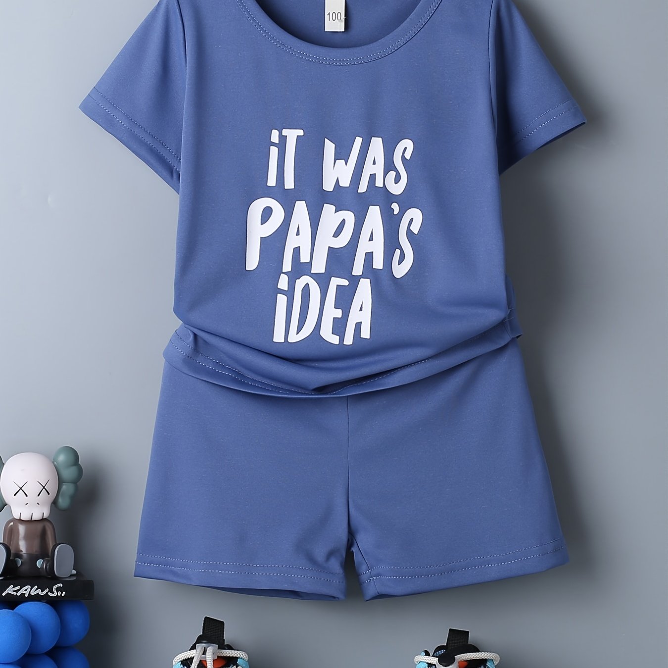 Boys Papa's Idea Outfit Shorts & T shirt Casual Summer Kids Clothes