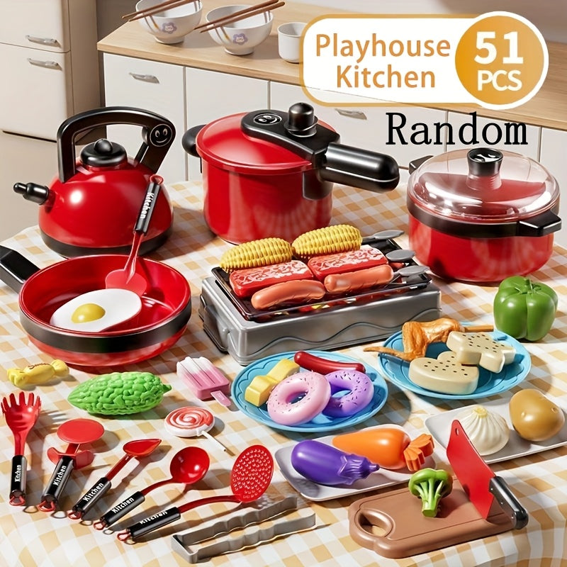 Kids Pretend Kitchen Set with Realistic Food and Vegetable Toys