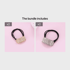Crystal Rectangle Hair Tie Rhinestone Hair Rope Glitter Hair Ring