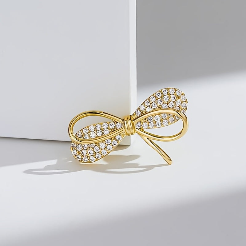 Bowknot Rhinestone Brooch Collar Decoration Pin Fix Clothes Accessories