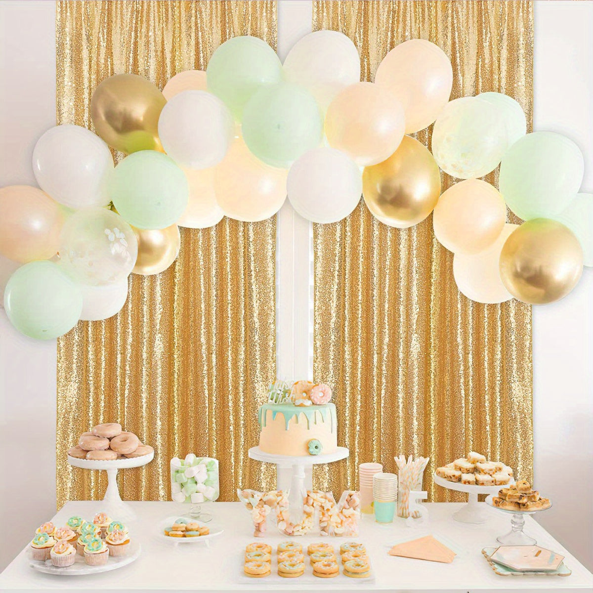 Nordic Sequin Background Curtains - Glitter Photography for Baby Shower Stage