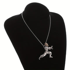 Yellow Hair Kung Fu Man Pendant Necklace For Men Kids Anime Exhibition