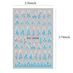 3D Holographic Flame Nail Art Stickers for DIY Nail Decoration