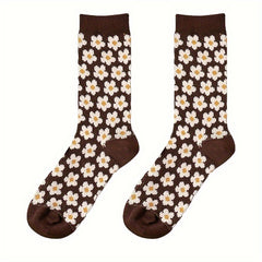 5 Pairs Vintage Pattern Crew Socks for Women