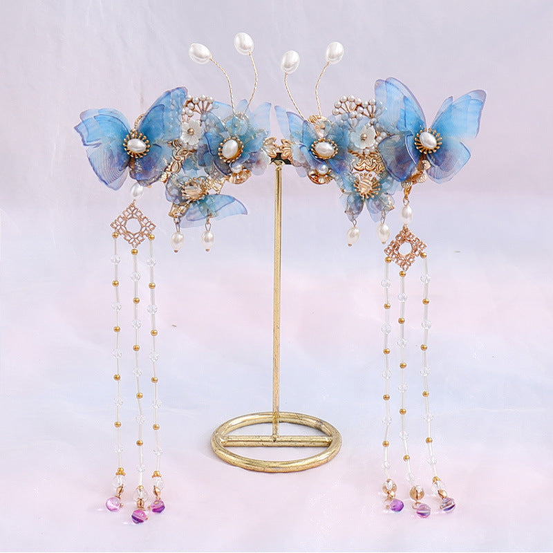 Hanfu Hairclip Faux Pearl Flower Barrette Vintage Chinese Style Hair Accessory