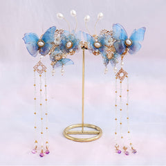 Hanfu Hairclip Faux Pearl Flower Barrette Vintage Chinese Style Hair Accessory