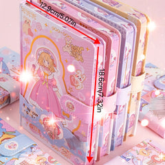 A5 Cartoon Notebook w/ Colorful Border 108 Sheets Pink Yellow Purple