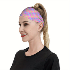 Men's Pastel Purple Pink Gradient Headband for Gym Running Soft Stretch Fit