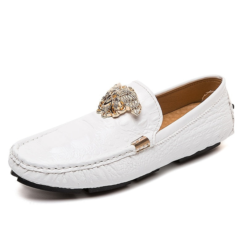 Women's Metal Decor Flat Loafers PU Leather Moccasin Shoes