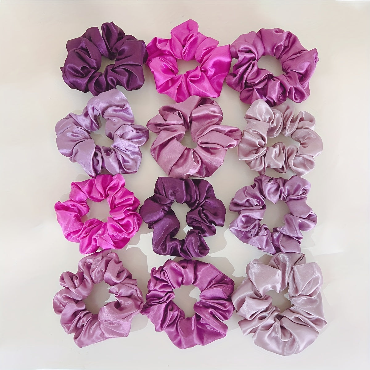 12pcs Y2K Solid Satin Scrunchies Elastic Ponytail Holder Hair Accessories