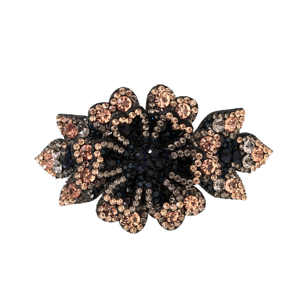 Rhinestone Double Flower Hair Clip Hairpins Pearls Dovetail Clips
