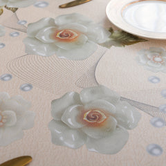 Poly Tablecloth String Of Rose Pattern Rice PVC Waterproof Tablecover