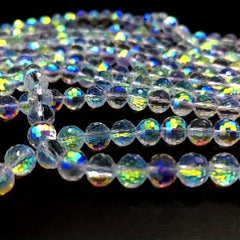 8mm Round Glass Beads AB Colour Faceted Crystal Spacer Beads Assortments