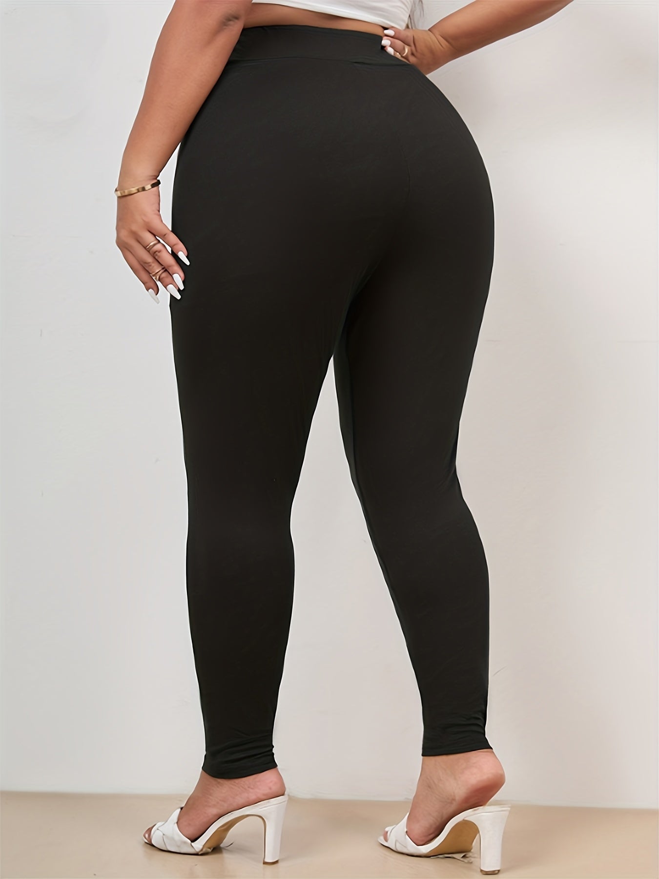  Basic Leggings Wide Waistband High Rise Slim Fit Leggin