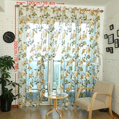 Peony Pattern Curtain Valance for Home Decor