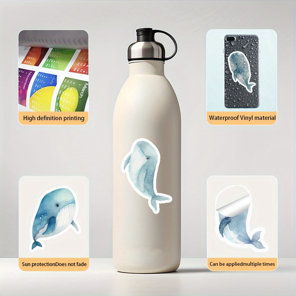 50pcs Whale Marine Organism Stickers for DIY Decoration