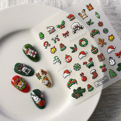 5D Christmas Nail Art Stickers Snowflake Snowman - Self Adhesive Nail Decals
