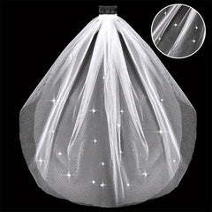 Bridal Veil with Rhinestone Embellishments Tulle Wedding Veil