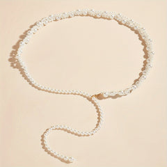 Vintage Faux Pearl Elastic Belt Women Dress Girdle