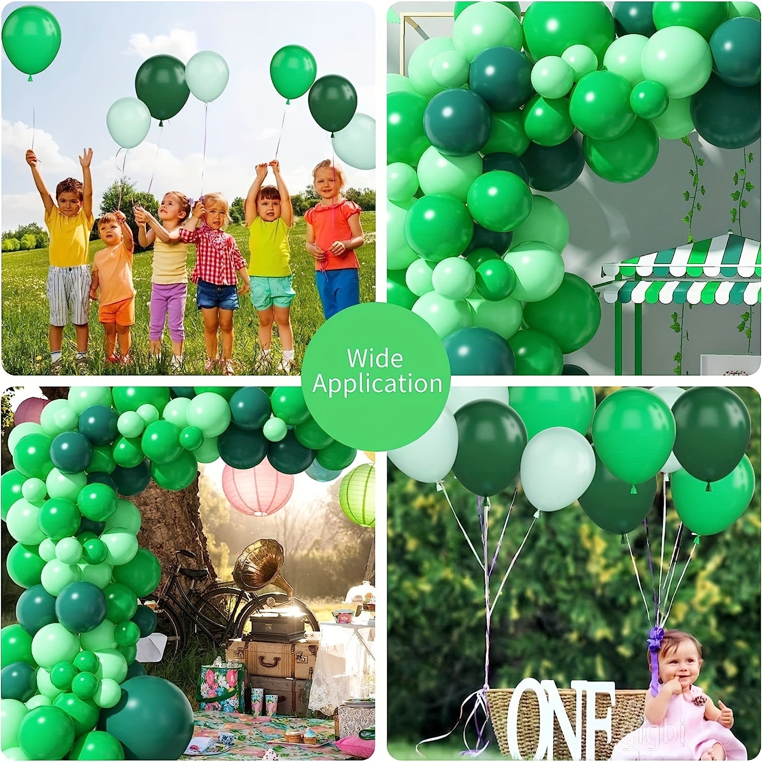 92pcs Dark Green Balloons for Jungle Safari Theme Party