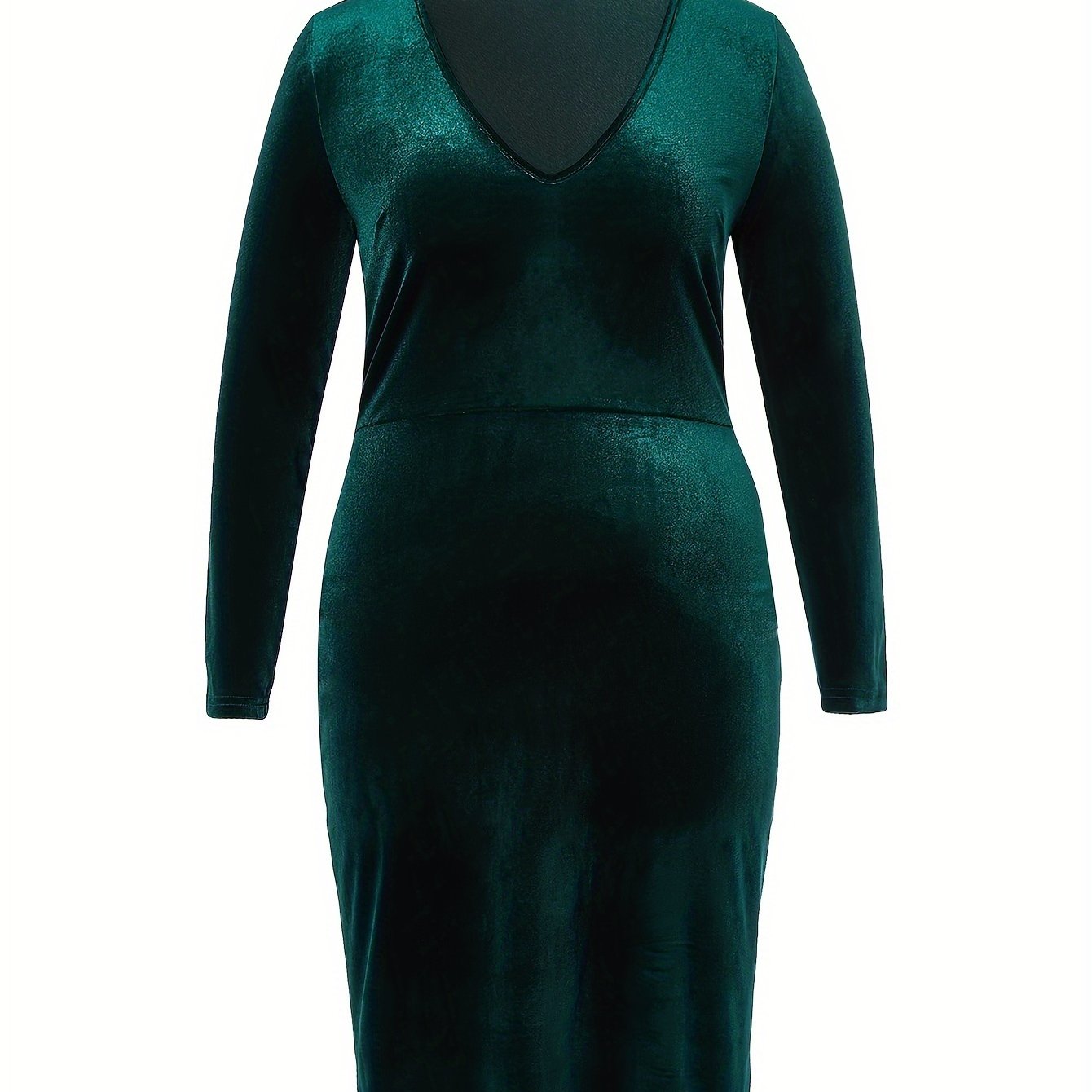  Velvet Long Sleeve V Neck Party Dress