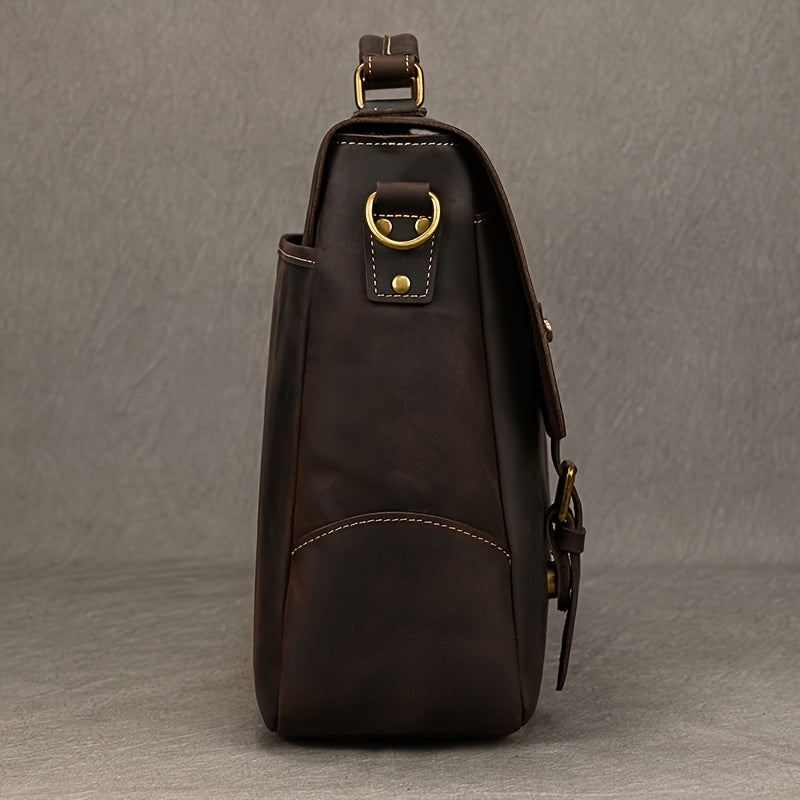 Leather Laptop Briefcase Cowhide Satchel Bag Father's Gift