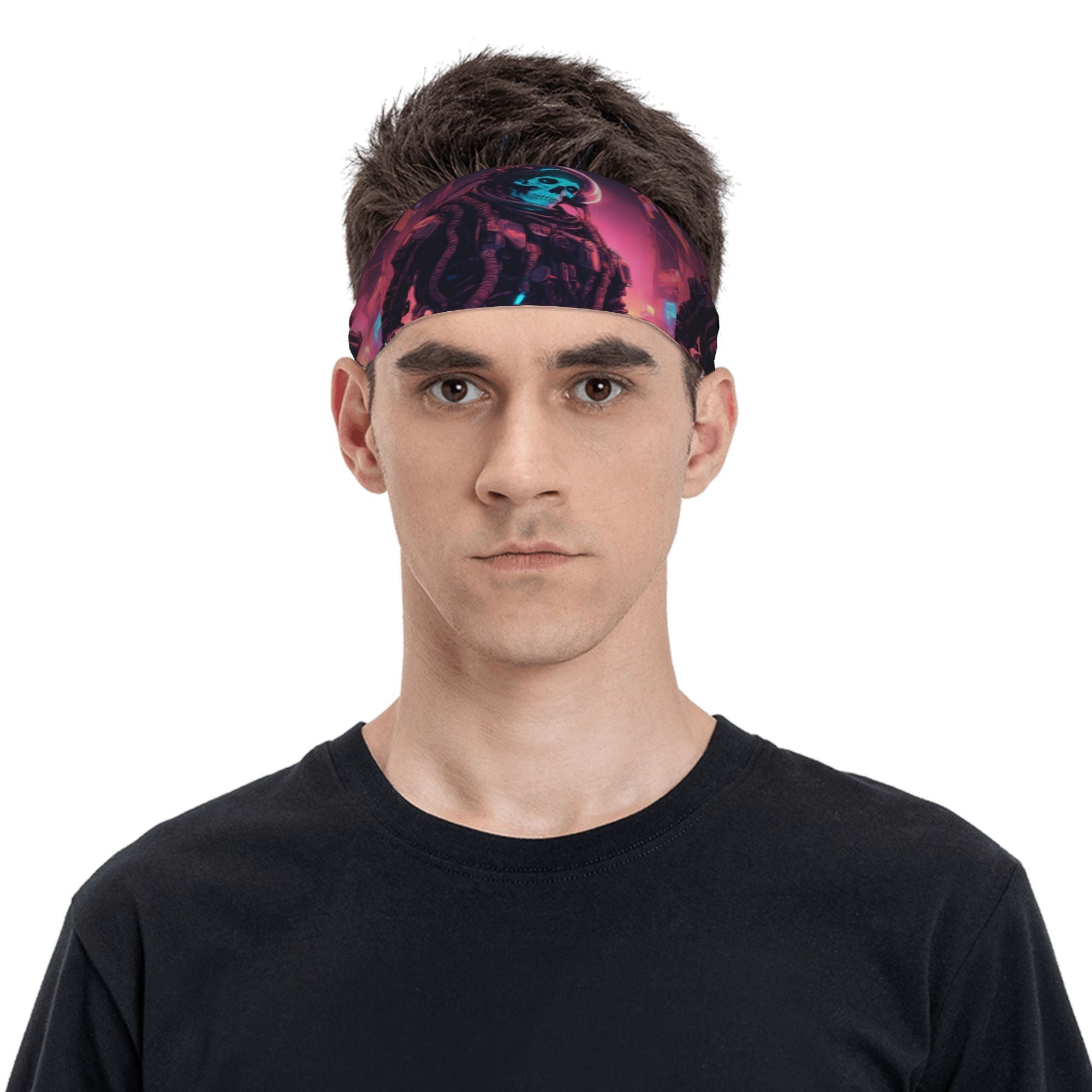 Astronaut Skull Sports Headband Sweat Wicking Stretchy Polyester Cyberpunk