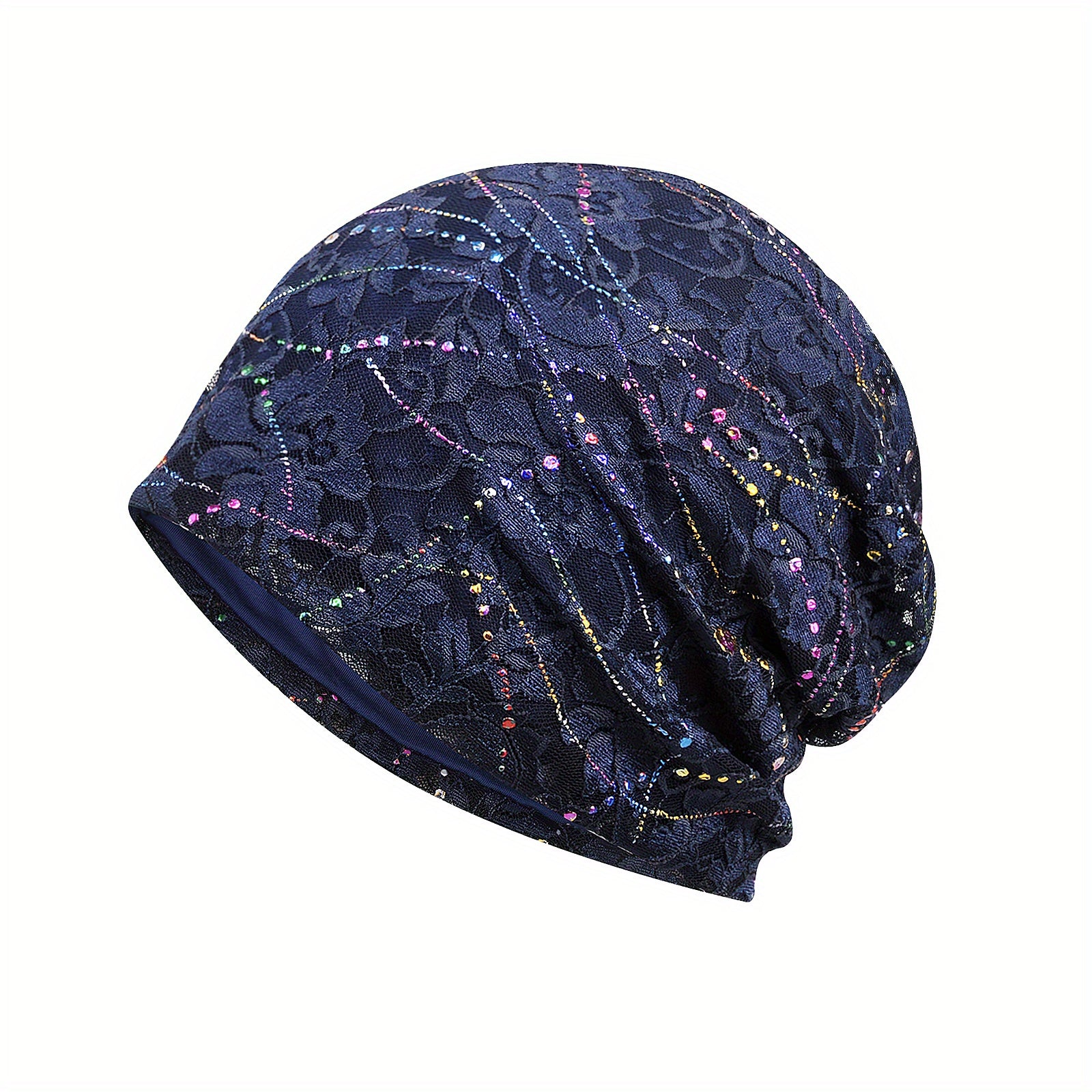 Lace Slouchy Beanie Rhinestone Turban Hat Lightweight Skull Cap