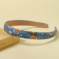 Boho Denim Headband Paisley Print Retro Style Head Hoop Women Girls Hair