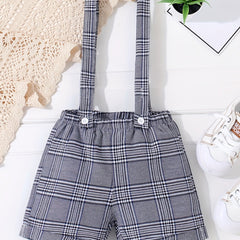 Baby Boys Plaid Suspender Shorts for Summer