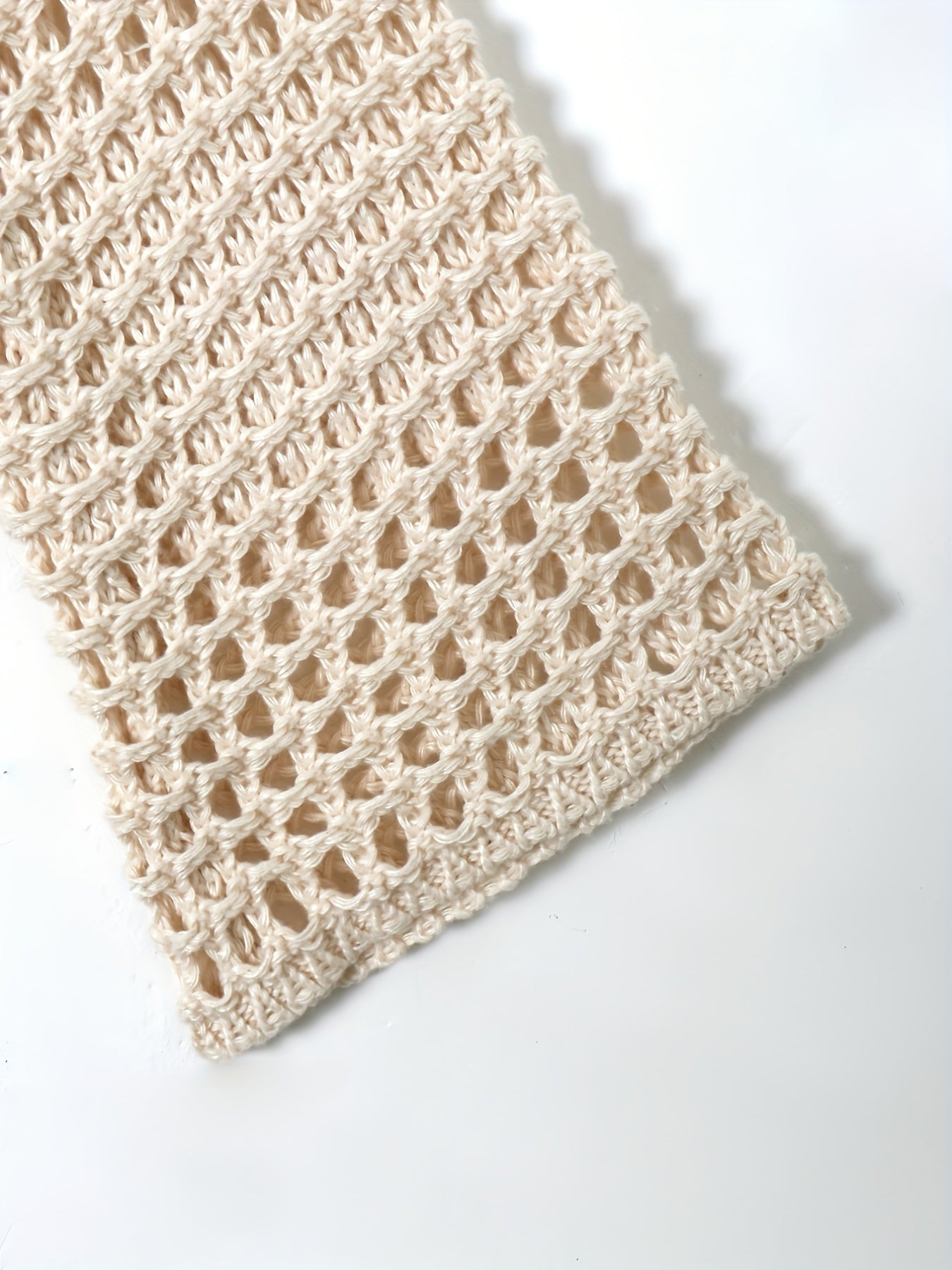 Y2K Crochet Cropped Knit Sweater Crew Neck Flared Sleeve