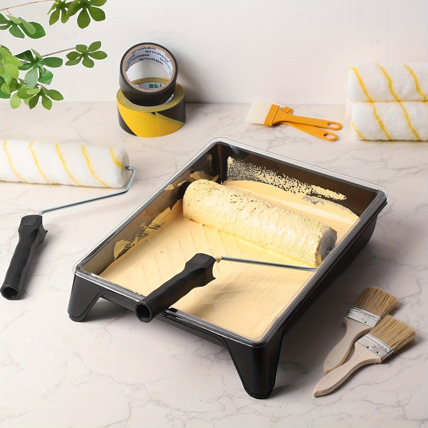 42pcs Paint Roller Cover Set with Tray and Liner, Microfiber Covers, Frame