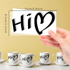 Hi Heart Welcome Self Adhesive Sticker Cursive Font Glossy Finish Si