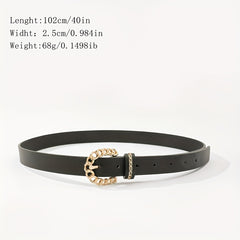 Braided Hollow Out Buckle Belt PU Leather Thin Belt Casual Pants Belt