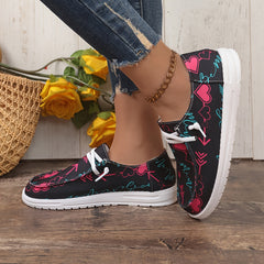 Women's Skate Shoes Hearts & Arrows Flat Lace-up Sneakers