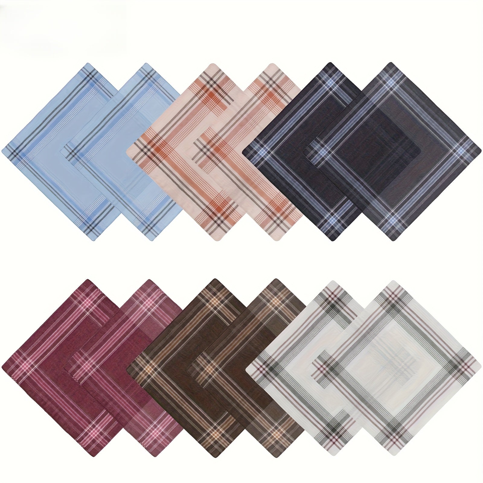 10pcs Classic Plaid Handkerchiefs for Gentlemen - Enhance Your Style