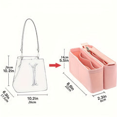 2pcs Felt Insert Organizer Storage Bag Zipper Liner Lightweight Portable Bag