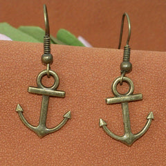 Retro Silvery Anchor Earrings & Fashionable Jewelry for Women