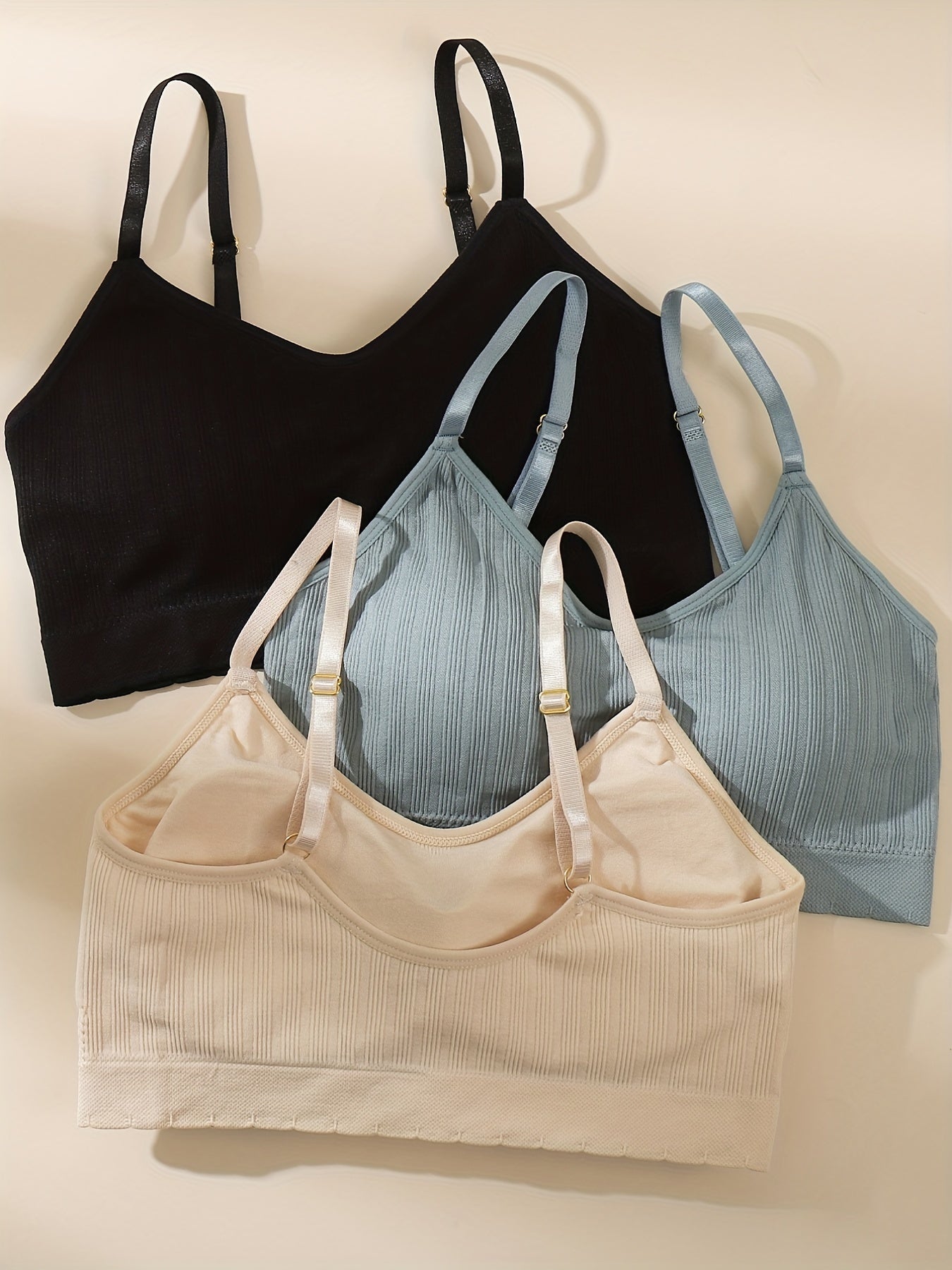 3pcs Wireless Comfy Sports Bras Breathable Intimates Women's Lingerie