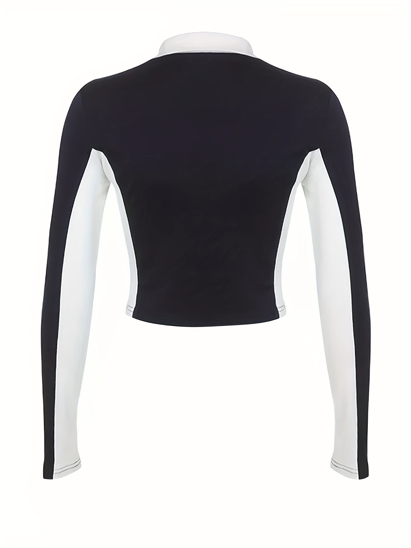 Letter Print Block Zip Up Long Sleeve Y2K Top
