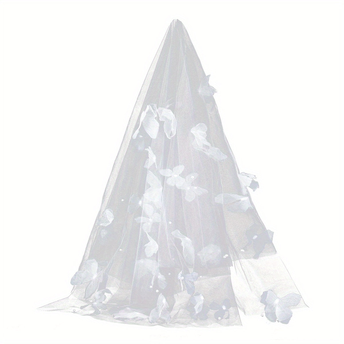 Butterfly Tulle Bridal Veil with Floral Layering