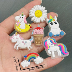 21pcs Luminous Rainbow & Unicorn Shoe Decoration Charms