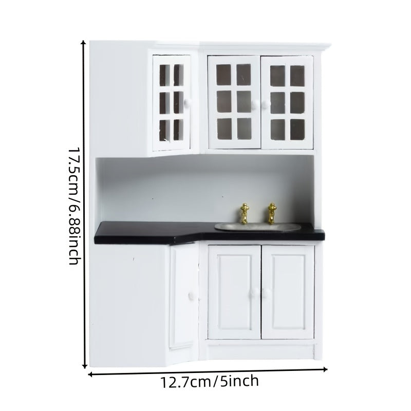 1:12 Dollhouse Kitchen Cabinet and Sink Counter Figurine Gift